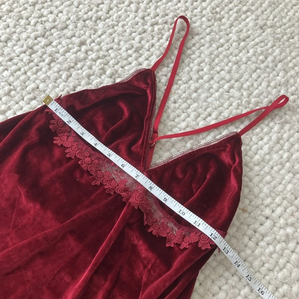 Velvet Red‎ Babydoll Lace Embroidered Top Vampcore Whimsigoth Dark Fairy M/L